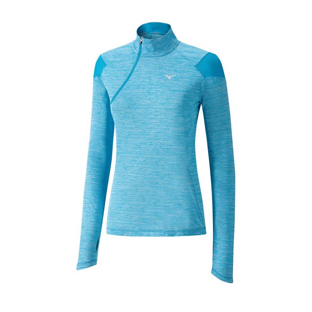 Maglie Running Mizuno ALPHA HALF Cerniera Donna - Azzurre - 62590-IWEB